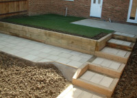 Hard Landscaping now in place, with planting to come later.
