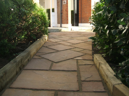 Indian sandstone path in Clapham, London.