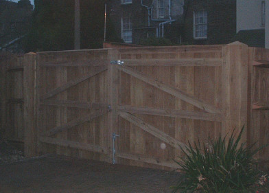 Close boarded entrance gates in Kent.